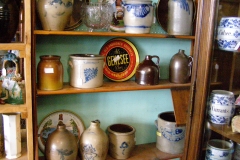 Brown and stone pottery with blue